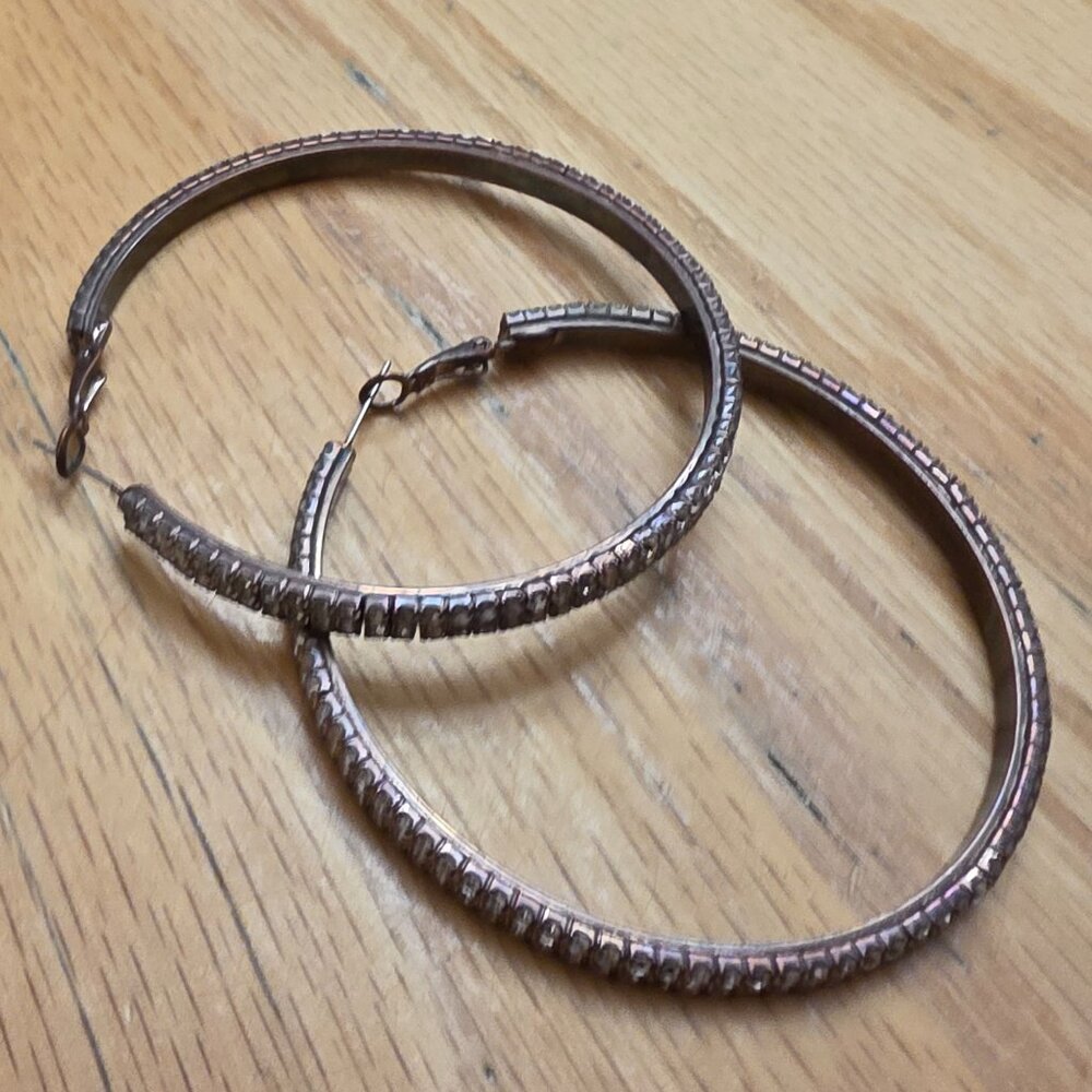 Etsy Silver Toned Oversized Rhinestone Hoops - Picture 13 of 16